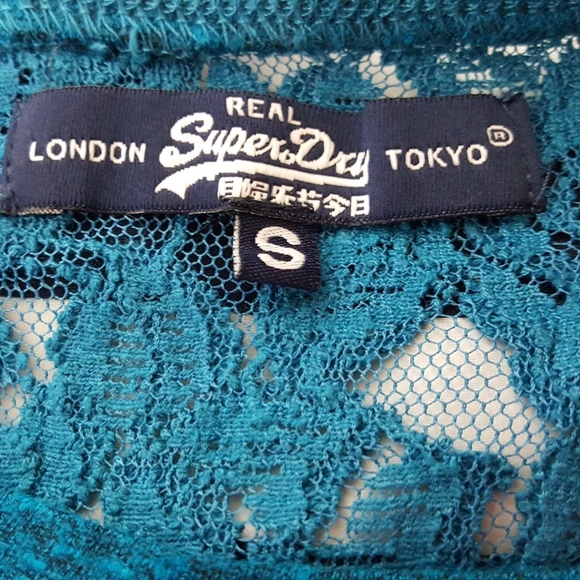 Real Super Dry Top Blouse Women's Size S Blue Lace - Picture 4 of 4